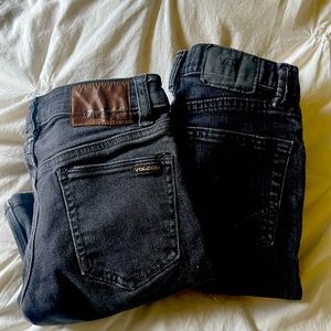2 pair of black skate jeans.Volcom vorta & Vans straight leg size 10/slim